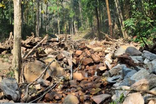 View of area affected due to landslide