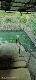 Pond where devotees visit before entering temple